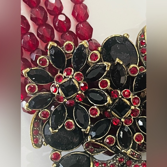 Heidi Daus VERY Vintage RARE Choker Necklace with red Swarovski Crystals - Picture 5 of 16